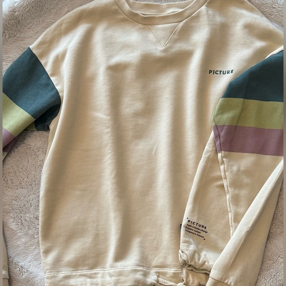 Picture - Woman’s Cream Crewneck Sweater with Colorful Stripes - Picture 11 of 11